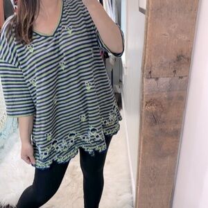 Ulla Popken top size 20/22 new with tags floral embroidery